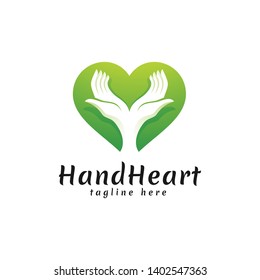 Caring Hand in Negative Space and Heart Love Illustration Logo Icon with Vibrant Gradient Color 