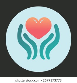 Caring Hands Embracing a Gradient Heart