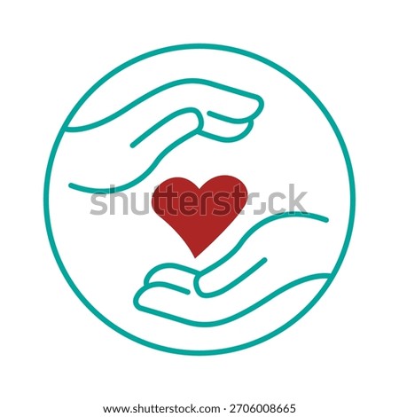 Caring Hands and Heart Logo - Protection, Health, and Charity Vector Icon