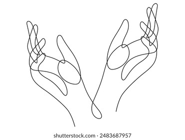 caring hands one line drawing continuous vector illustration