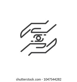 Caring Hands outline icon. linear style sign for mobile concept and web design. simple line vector icon. Symbol, logo illustration. Pixel perfect vector graphics