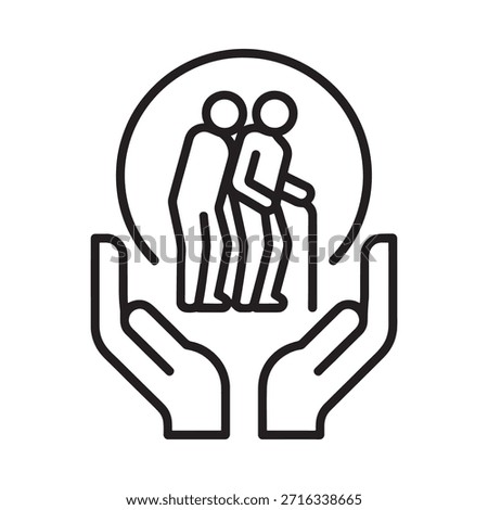 Caring hands protect elderly people symbolizing support and assistance