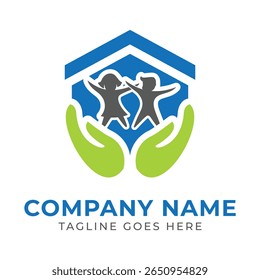 Caring Hands Protecting Children Logo Depicting Security Well Being Nurturing Future Generation Symbolizing Childhood Innocence and Hope