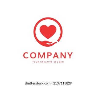 Caring Heart Logo vector. Simple Love Heart Vector Logo.