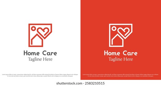 Caring home logo design vector illustration. Silhouette of building house love heart compassion concern donation help support non profit charity hope dream happy. Minimal simple vector icon symbol.