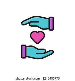 caring icon vector fill outline style design
