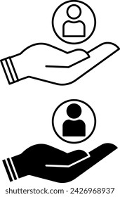Caring icons. Black and White Vector Customer Service Icons. Patient Assistance and Service Support