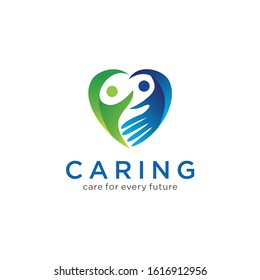 Caring Logo Design Vector Stock Illustration. We Care Caring Hands Love Care Logo Template