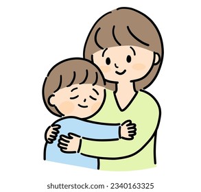 Caring mother hugging her little boy.