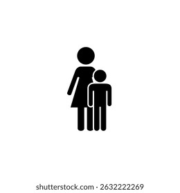 Caring Mother and Son Silhouette Icon