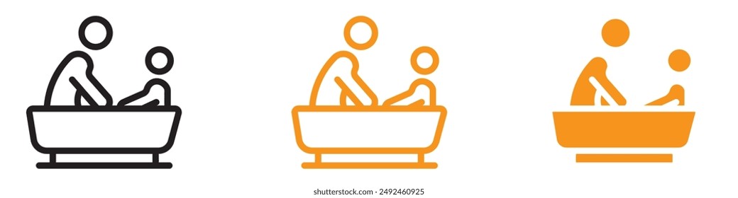 Caring Mother Washing Baby in Bath Tub Icon for Family and Childcare Graphics Perfect for Representing Bath Time and Parental Care