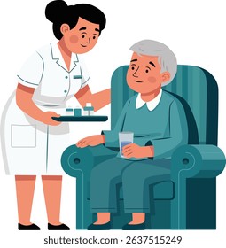Caring Nurse Assisting Elderly Patient