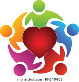 Caring people teamwork, love group vector