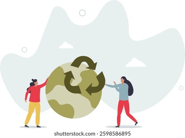 caring for the planet ecology concept.flat character life .
