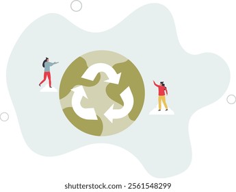 caring for the planet ecology concept.flat characters.