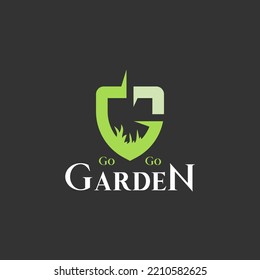 Caring for plants themed logo plus the initials G