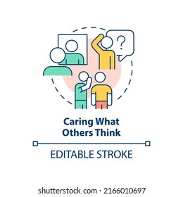 Caring what others think concept icon. Emotional challenge abstract idea thin line illustration. Approval-seeking behavior. Isolated outline drawing. Editable stroke. Arial, Myriad Pro-Bold fonts used