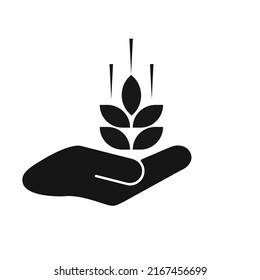 Caring for wheat, silhouette icon, Save wheat, flat vector illustration for UI graphic design.