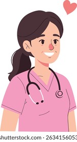 Caring Woman Pink Shirt Stethoscope Medical Professional Healthcare Service
