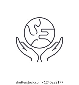 Caring for the world line icon concept. Caring for the world vector linear illustration, sign, symbol