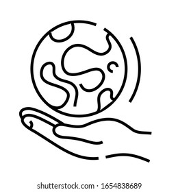 Caring for the world line icon, concept sign, outline vector illustration, linear symbol.