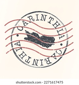 Carinthia, Austria Stamp Map Postal. Silhouette. Passport Round Design. Vector Icon. Design Retro Travel National Symbol.