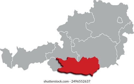 CARINTHIA map 
FEDERATE STATE of AUSTRIA 3d isometric map