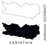 Carinthia map outline and black silhouette vector