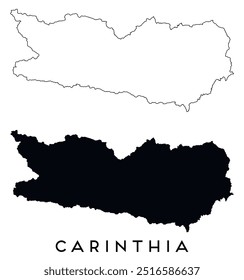 Carinthia map outline and black silhouette vector