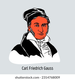 Carl Friedrich Gauss was a German mathematician, mechanic, physicist, astronomer and surveyor. He is considered one of the greatest mathematicians of all time. Hand drawn vector illustration.