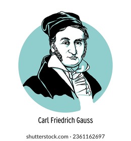 Carl Friedrich Gauss was a German mathematician, mechanic, physicist, astronomer and surveyor. Vector illustration drawn by hand.