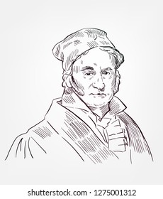 Carl Friedrich Gauss Vector Sketch Portrait Famous