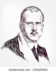 Carl Gustav Jung vector sketch portrait