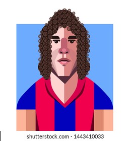 Carles Puyol Portrait Flat Geometric Illustration In Barcelona Outfit