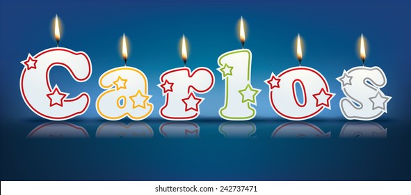 CARLOS escrito con velas encendidas - ilustración vectorial 