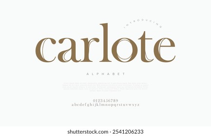 Carlote tipografia beleza moda elegante minimalista serif italic fontes decorativo casamento vintage retro logos. Logotipo de fonte de luxo mínimo alfabeto. Ilustração vetorial