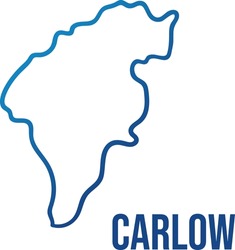 Carlow county abstract simplified map. Blue gradient smooth vector shape. Leinster province of Ireland