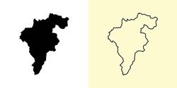 Carlow map, Ireland, Europe. Filled and outline map designs. Vector illustration