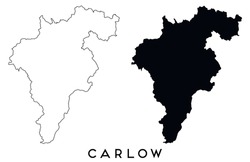 Carlow map outline and black silhouette vector