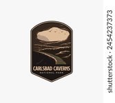 Carlsbad Caverns National Park logo patch badge illustration, inner cave vector design