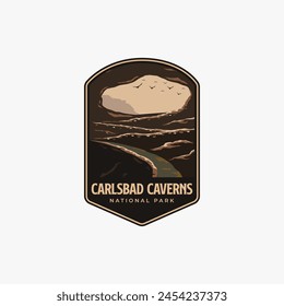 Carlsbad Caverns National Park logo patch badge illustration, inner cave vector design