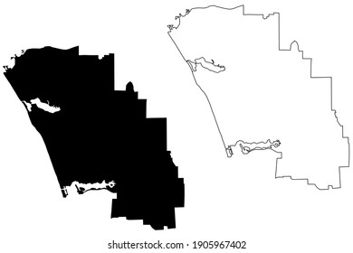 Carlsbad City, California(United States Cities, United States Of America, Usa City) Map Vector Illustration, Scribble Sketch City Of Carlsbad Map