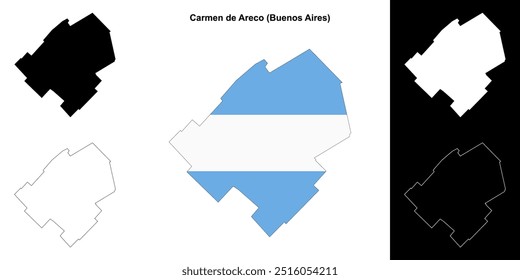 Carmen de Areco department (Buenos Aires) outline map set