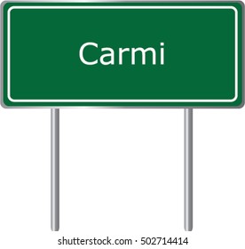 Carmi , Illinois , road sign green vector illustration, road table, USA city