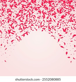 Carmine Flower Vector Pink Background. Summer Cherry Cover. Scarlet Petal Japan Banner. Coral Beauty Sakura Poster.