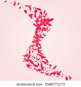Carmine Lotus Vector Pink Background. Falling Peach Pattern. Red Sakura Tender Illustration. Coral Japanese Flower Banner. - Powered by Shutterstock - Get 15% off with code: PIKWIZARD15