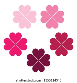 A carmine set of clover leaves, a symbol of luck, poker symbol icon