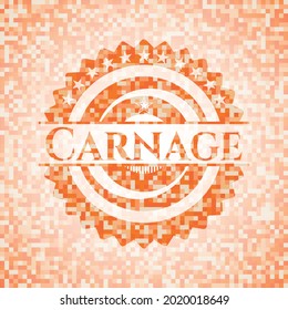 Carnage Abstract Orange Mosaic Emblem With Background 