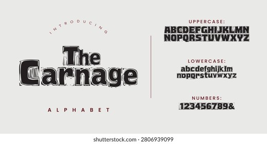 The Carnage display font bold textured style for horror movie poster design and branding