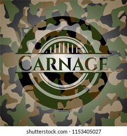 Carnage written on a camo texture